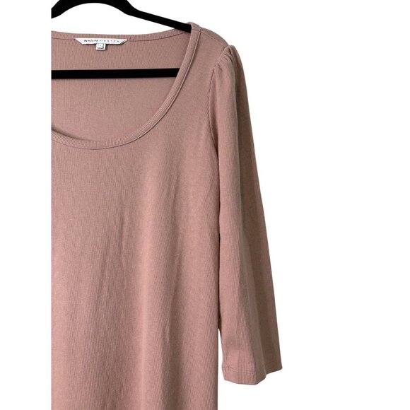 The Nines By Hatch Dusty Pink Ribbed Stretch Midi Length Maternity Dress Size L - Picture 3 of 13